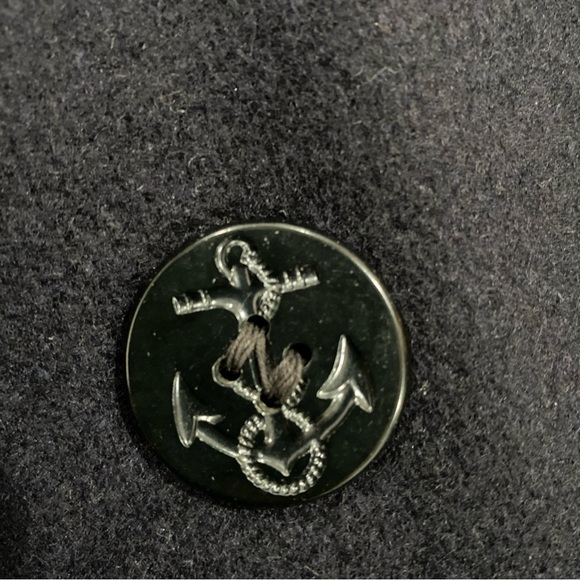 Vintage Men’s Heavy Wool Lined Pea Coat Double Breasted Brass/Plastic Buttons L - Picture 14 of 15